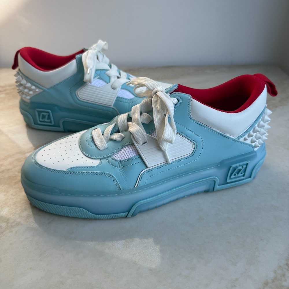 Size 8US - Christian Louboutin MENS NEW Astroloubi Low Top Blue Spike Sneaker
